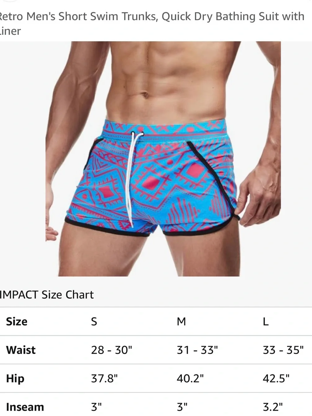 Men's Blue & Pink Quick-Dry Swim Trunks Size Medium